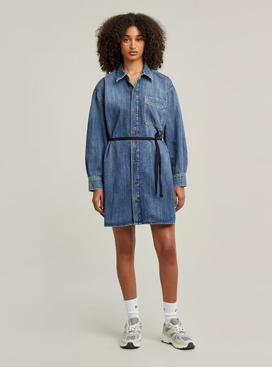 Belted Oversized Denim Dress